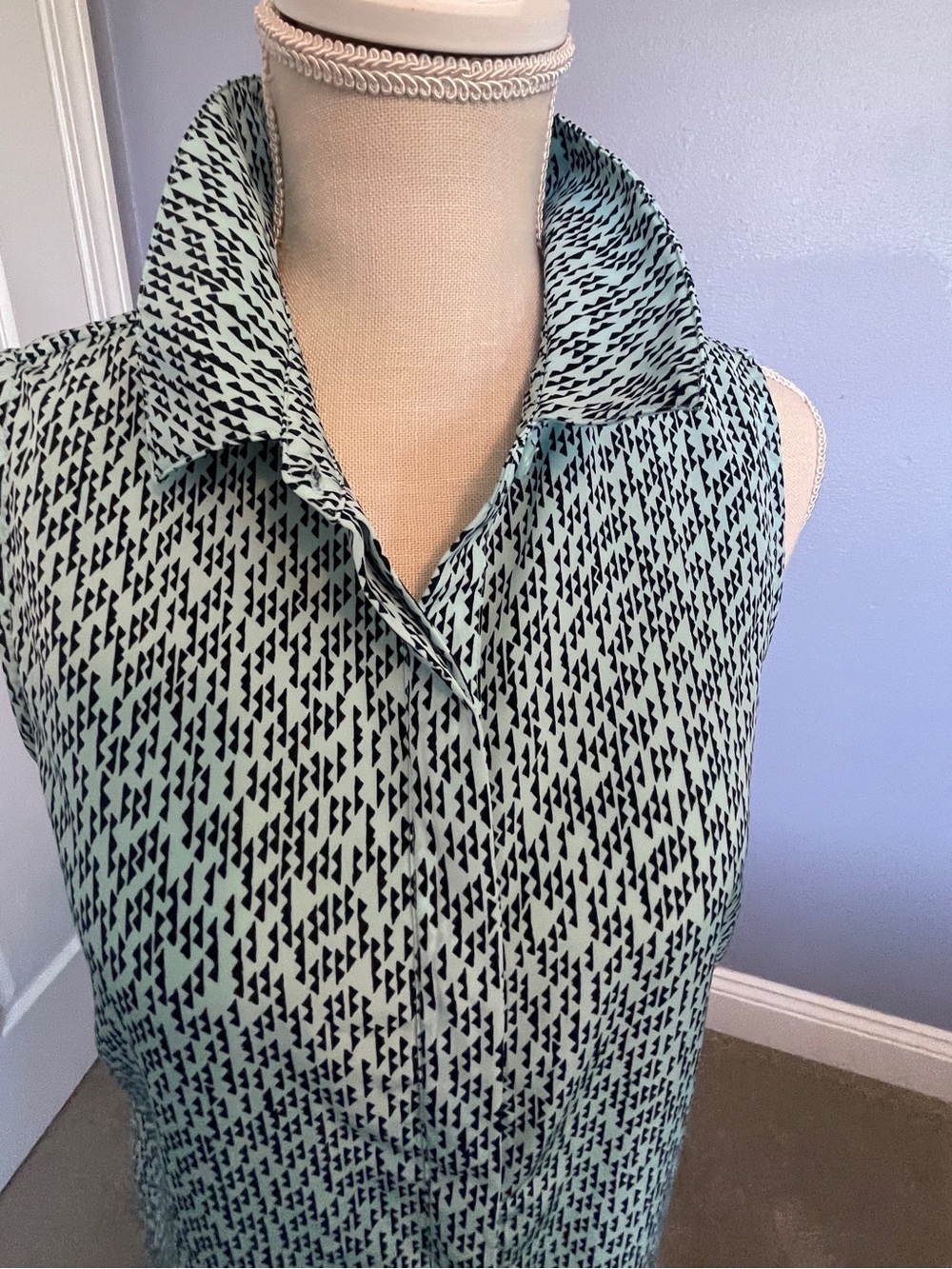 Banana Republic Blue and Navy Geometric Print Shirt Dress size 6